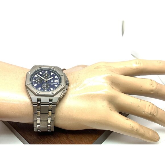 Smith & Wesson Titanium Men's Watch Blue Dial Date Quartz Chronograph 39mm - Picture 4 of 14